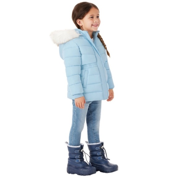 MEMBERSMARK Girls Black Puffer Parka, Warm Fleece Lined Jacket w/Removable Hood - Picture 3 of 14